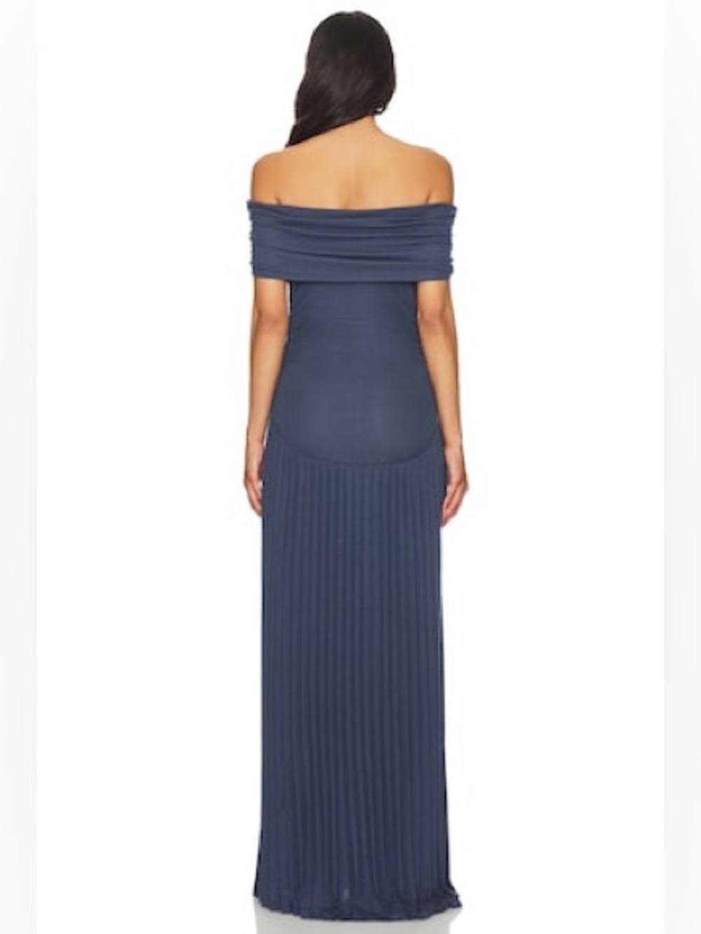 Lioness Field of Dreams Off-Shoulder Ruched Maxi Dress Navy Blue Size L - Picture 4 of 14